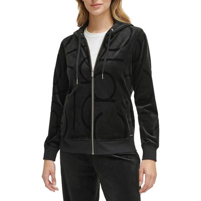 Женская черная велюровая толстовка на молнии с тиснением логотипа Calvin Klein Loungewear S BHFO 2704