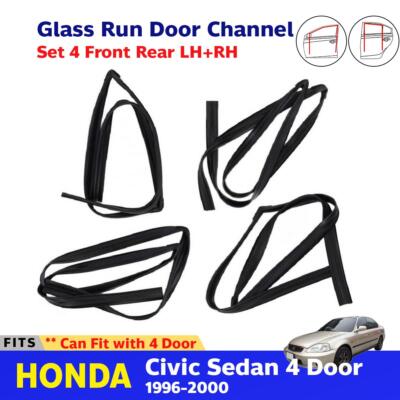Glass Run Channel Rubber Weatherstrip Set 4 Fits Honda Civic EK 4D Sedan 1996-00