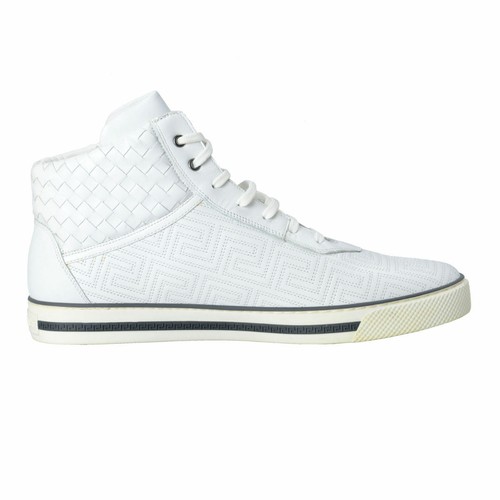 Pre-owned Versace Gianni  Men's Leather Hi Top Sneakers Shoes 10 10.5 11 11.5 12 13 14 15 In White