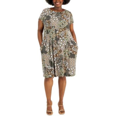 

Женское расклешенное платье с короткими рукавами и принтом Connected Apparel Plus BHFO 7565, Khaki