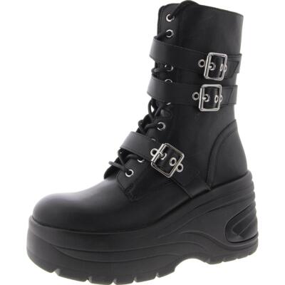 Steve Madden Womens Mykenna Black Wedge Boots Shoes 10 Medium (B,M) BHFO 9238