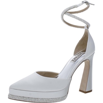 Badgley Mischka Womens Eliana White Satin Pumps Shoes 8.5 Medium (B,M) BHFO 3132