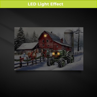 Briarwood Lane Farm Christmas Large LED Canvas Art