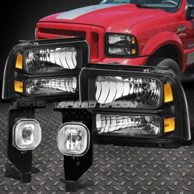 ЧЕРНАЯ ФАРА В КОРПУСЕ + ПРОТИВОТУМАННАЯ ФАРА С ПРОЗРАЧНЫМИ ЛИНЗАМИ ДЛЯ 05-07 FORD SUPER DUTY LHS +RHS