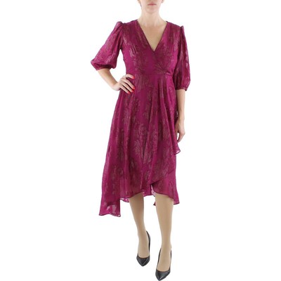 Женское фиолетовое шифоновое макси-платье Calvin Klein цвета металлик с высокой посадкой 12 BHFO 1293