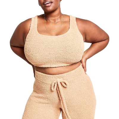 

Nina Parker Womens Tan Scoop Neck Cozy Casual Bralette Plus  BHFO 5124, Doe