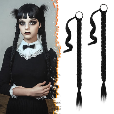 Barsdar 2Pcs 30 Inch Long Braided Ponytail Extension Hair Tie - Straight Sleek