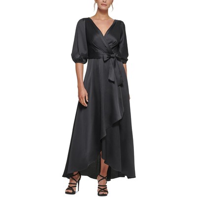 DKNY Женское черное свадебное макси-платье миди с рукавами 3/4, 10 BHFO 6856