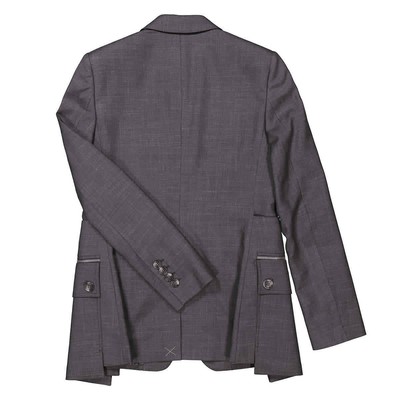 Pre-owned Burberry Charcoal Grey Wool Silk Mohair Linen Blazer With Cargo Belt Detail, In Gray