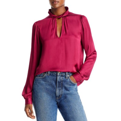 Paige Womens Red Twist Collar V-Neck Tee Blouse Shirt S BHFO 4536