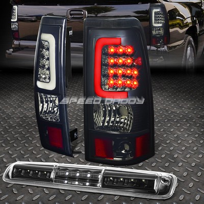 ХРОМИРОВАННАЯ ДЫМЧАТАЯ СВЕТОДИОДНАЯ ЗАДНЯЯ ПАНЕЛЬ + ЧЕРНЫЙ 3-Й СТОП-СИГНАЛ И ГРУЗОВОЙ ФОНАРЬ ДЛЯ 03-07 SILVERADO/SIERRA