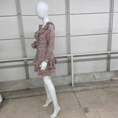 Pre-owned Vineyard Vines Ivy League Ruffle Dress Women's Size 4 Stone In Multicolor