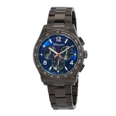 Pre-owned Ferragamo Chronograph Quartz Blue Dial Men's Watch Sfdk00518