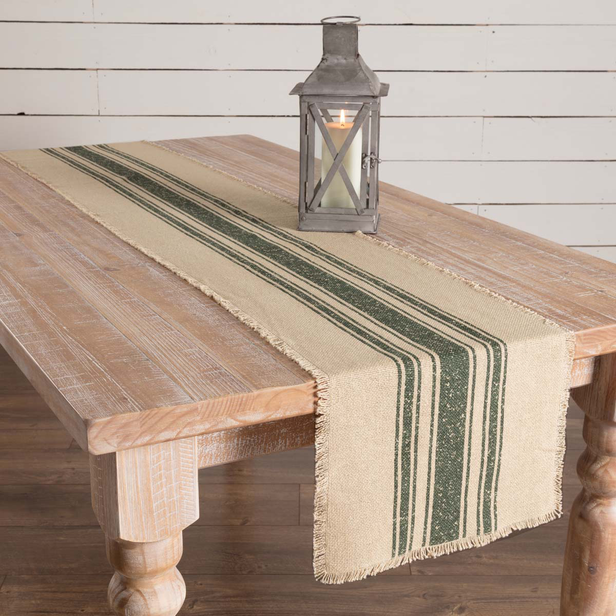 Vintage Stripe 100% Cotton Table Runner Red or Green and Natural*