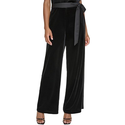 Karl Lagerfeld Paris Womens Black Velvet Dressy Straight Leg Pants 14 BHFO 7542
