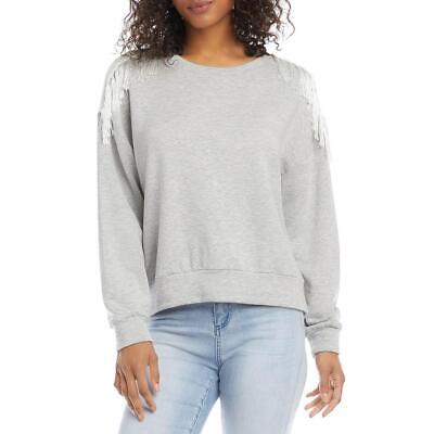 

Женская серая рубашка с бахромой Karen Kane, топ  BHFO 6482, Light heather gray