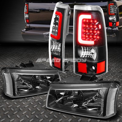 ЧЕРНАЯ ФАРА + ПРОЗРАЧНЫЙ УГОЛ + ХРОМИРОВАННЫЙ 3D U-ОБРАЗНЫЙ СВЕТОДИОДНЫЙ ЗАДНИЙ ФОНАРЬ HALO ДЛЯ 03-07 SILVERADO