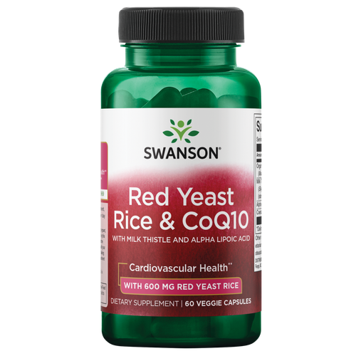 Swanson Red Yeast Rice and Coq10 - традиционная формула 60 вегетарианских капсул