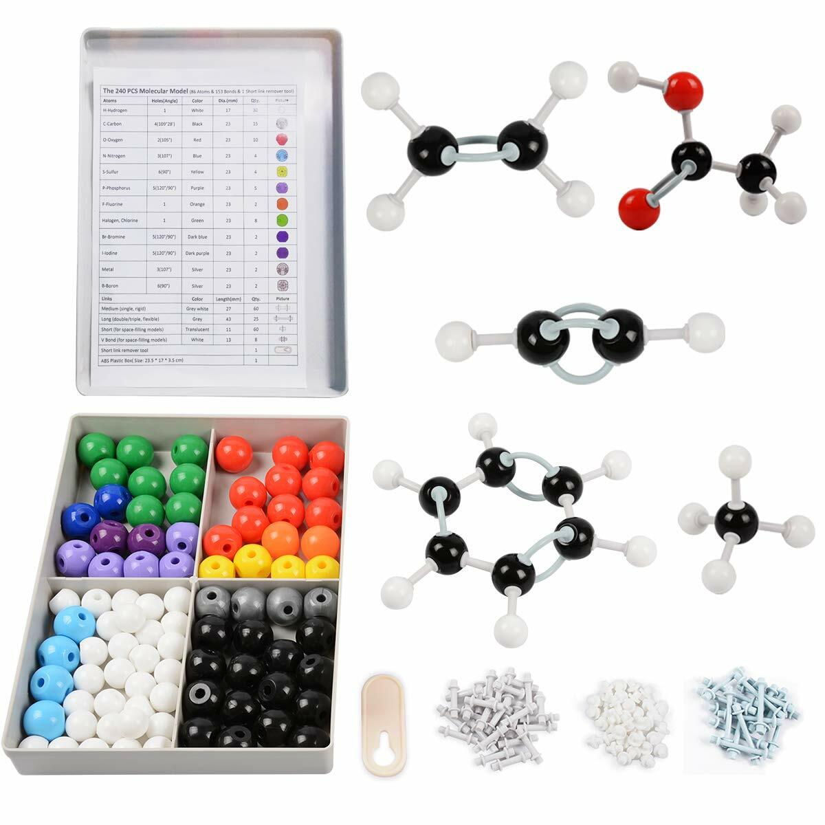 Organic Chemistry Colorful Model Kit (239 Pieces) Molecular Model Atoms