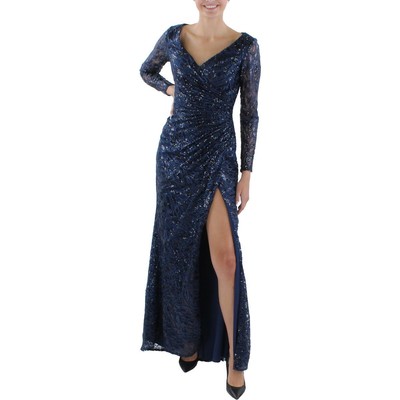 

Mac Duggal Женское темно-синее вечернее платье макси с пайетками  BHFO 5988, Navy