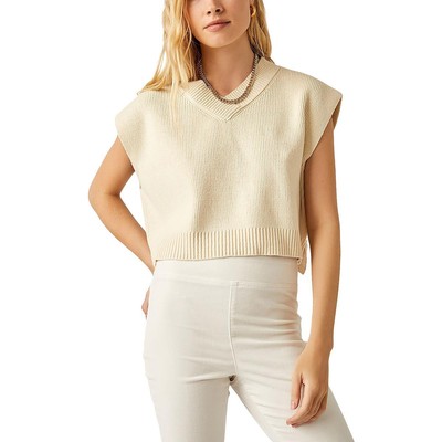 Женский жилет цвета слоновой кости Free People с отделкой в рубчик, пуловер, топ L BHFO 3142