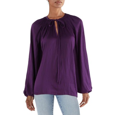 Ramy Brook Женская Парижская фиолетовая блузка с галстуком-бабочкой и рюшами на шее S BHFO 0885