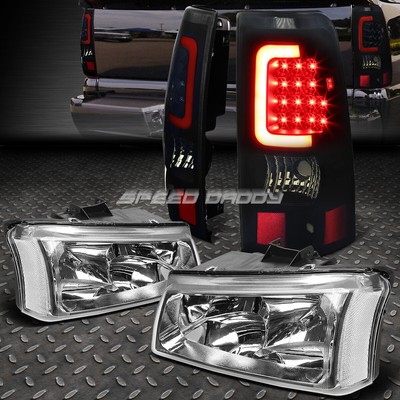 ХРОМИРОВАННАЯ ФАРА + ПРОЗРАЧНЫЙ УГОЛ + ЗАКОПЧЕННЫЙ ЗАДНИЙ ФОНАРЬ С 3D-ОРЕОЛОМ ДЛЯ 03-07 SILVERADO