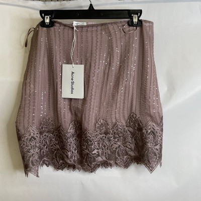 ACNE STUDIOS Ilka Emb Mini Skirt Women's Size 38 Fox Grey 