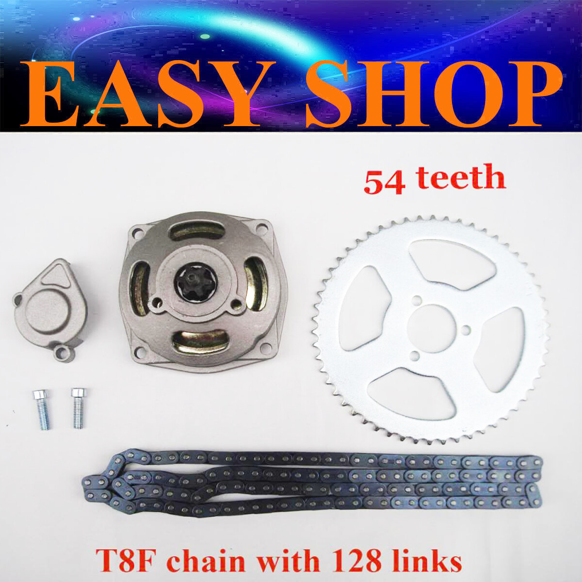 6 Tooth CLUTCH Gear Box 54T Rear Sprocket 128 Links T8F CHAIN 49cc DIRT PIT BIKE