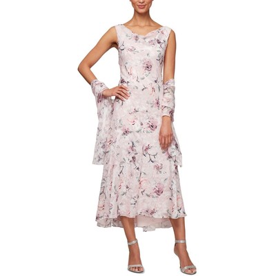 Alex Evenings Womens Pink Floral Sleeveless Midi Semi-Formal Dress 14 BHFO 4955