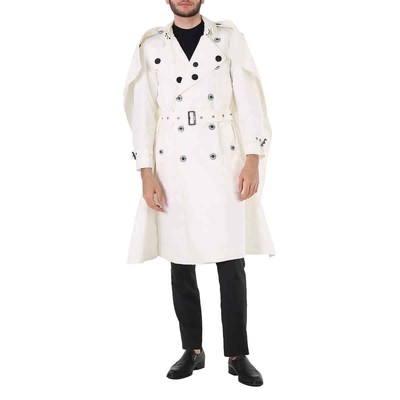 Pre-owned Burberry Technical Faille Cape Detail White Trench Coat, Brand Size 44(us Sz.34)