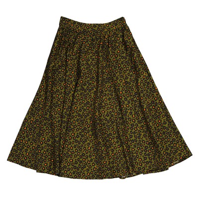 Pre-owned Kenzo Ladies Khaki Ditsy Floral Print Midi Skirt In Brown