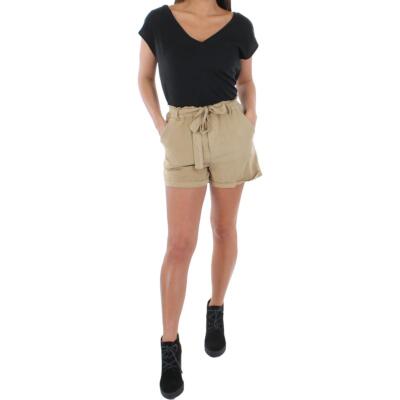 

Aqua Womens Tan Tencel Cuffed Paperbag Waist Casual Shorts  BHFO 3445