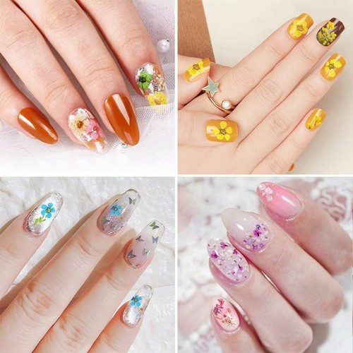 500pc False Nail Tips Full Cover 12 Colors Dried Flower UV Gel Nails Acrylic DIY
