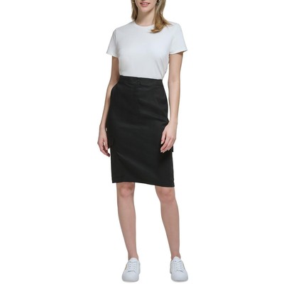 Женская черная льняная юбка миди длиной до колен Calvin Klein 16 BHFO 9933