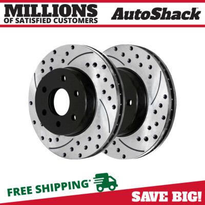 Front Drilled Slotted Brake Rotors Black Pair for Ford F-150 Lincoln Mark LT 4WD