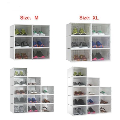 TAUS 12-18PCS Stackable Sneaker Shoes Box Container Storage Transparent M/XL