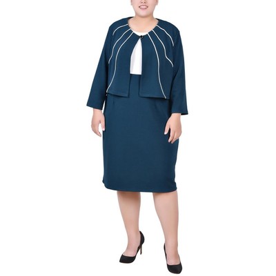Женское платье-двойка с вафлями и цветными блоками из коллекции NY Collection Plus BHFO 0122