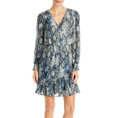 

Vince Camuto Женское синее короткое мини-платье со змеиным принтом  BHFO 5459, Vintage blue