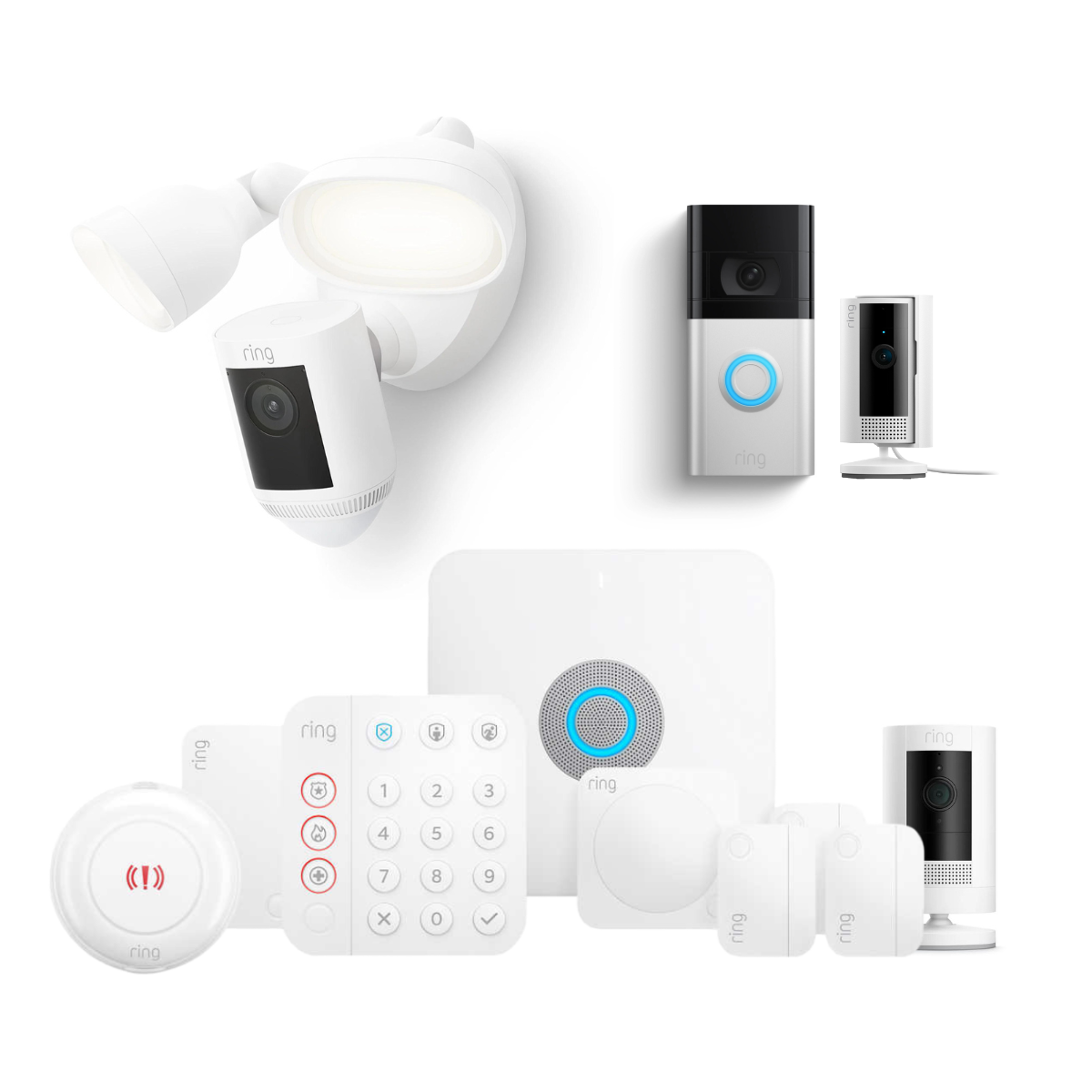Ring Security System 12 Piece Kit with Sensors, Battery Doorbell Plus and Camera