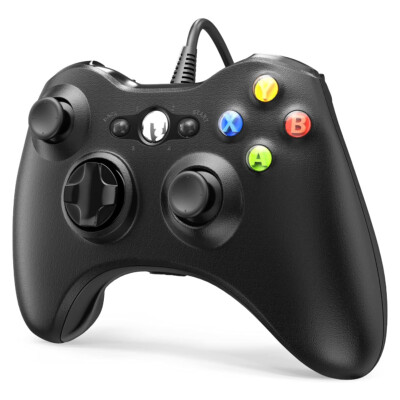 Black Wired USB  Game Controller Gamepad for Microsoft XBOX 360 & PC WIN 7 8 10