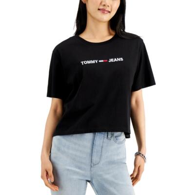 

Женская темно-синяя хлопковая футболка с логотипом Tommy Jeans  BHFO 1136, Sky captain