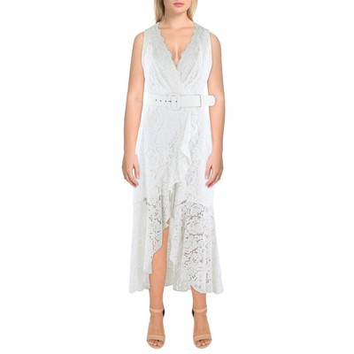 

Женское белое кружевное платье миди без рукавов Guess  BHFO 7546, Белый