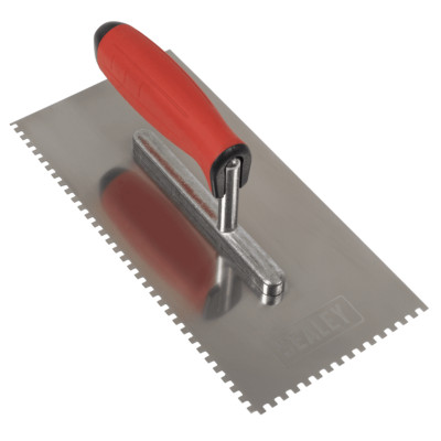 Sealey T7804 Stainless Steel 270mm Notch Trowel - Rubber Handle - 4mm