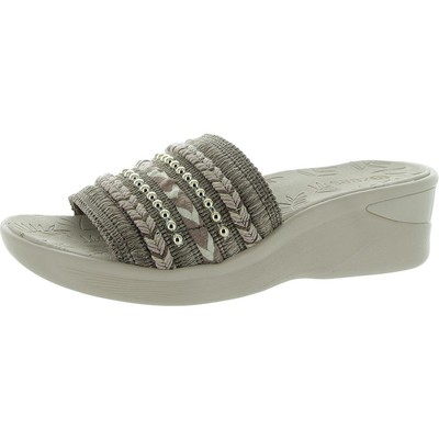 Bzees Womens Sunshine Beige Braided Slide Sandals Shoes 6 Wide (C,D,W) BHFO 3863