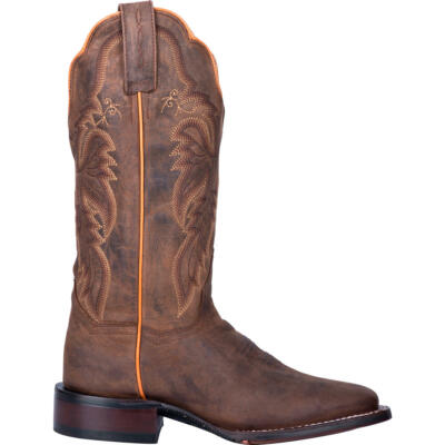Pre-owned Dan Post Womens Alexy Square Toe Leather Boot Dp4572 In Brown