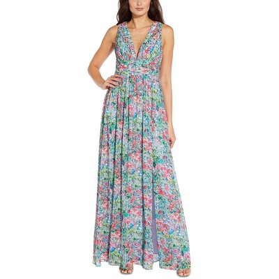 Женское синее вечернее платье макси в складку Aidan by Aidan Mattox 0 BHFO 8312