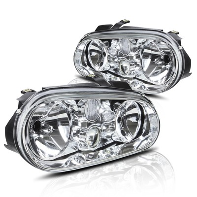 For 99-06 Volkswagen Golf/Cabrio Chrome Housing Headlight w/Projector Fog Lamp