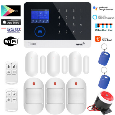WiFi GSM Tuya APP Wireless Smart Home Security Alarm Burglar System+Alexa+Google