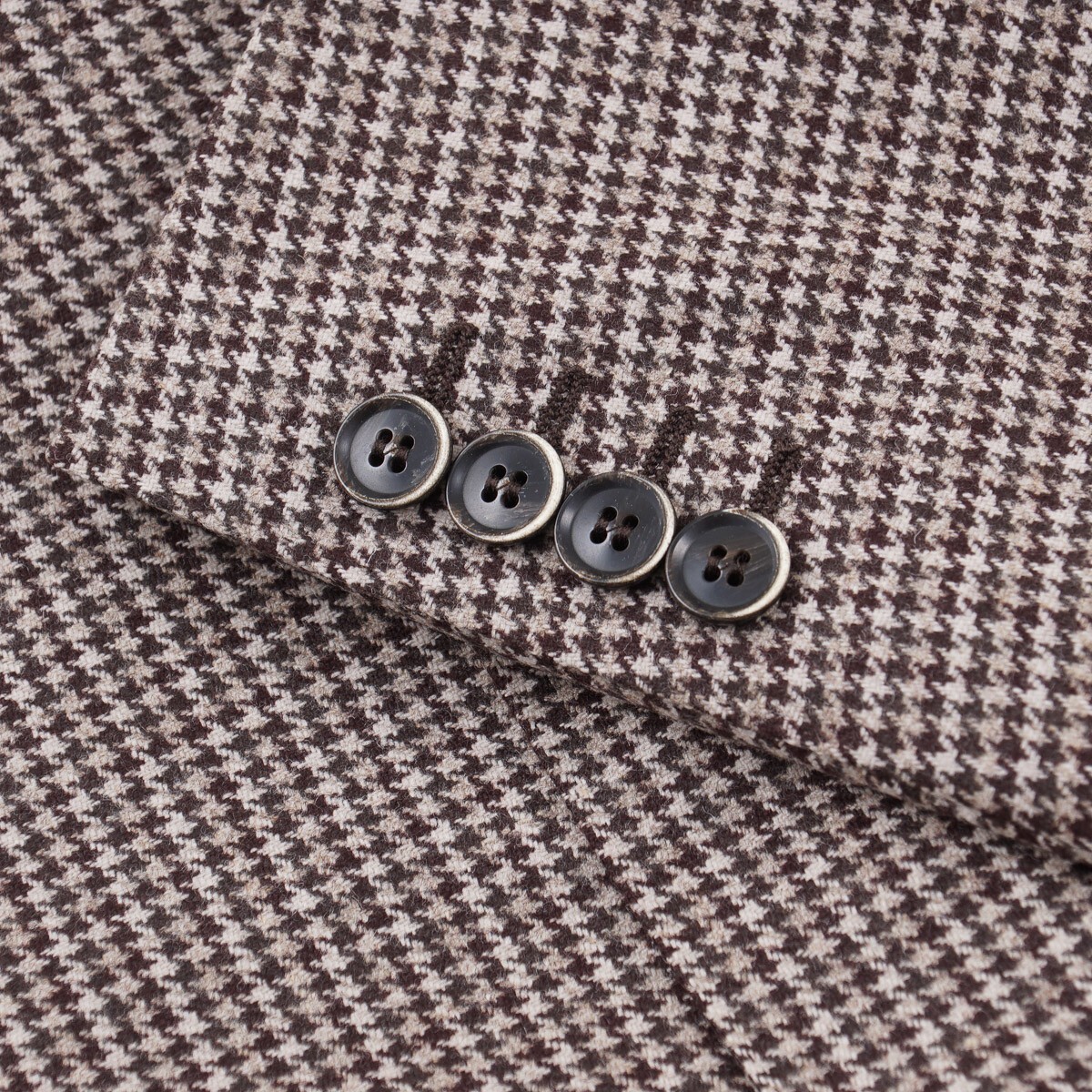 Pre-owned Canali Classic-fit Houndstooth Check Flannel Wool Sport Coat 40r (eu 50) In Brown